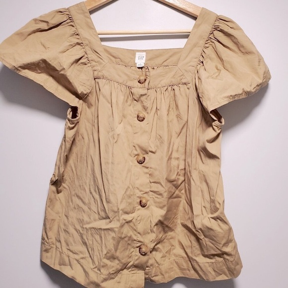 Gap Tan Small Cotton Cap Sleeve Top - Picture 1 of 4